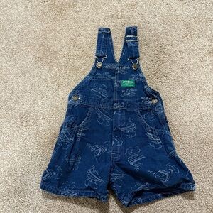Vintage Oshkosh B'Gosh Denim Shortall Boats‎ Overall Paper Tag Boy Size 6